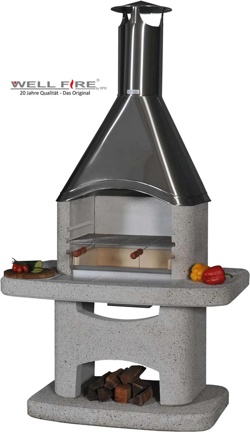 Grillkamin Wellfire NOVA Weiß Mit Edelstahlhaube 3 Grillkamin Wellfire NOVA Weiß Mit Edelstahlhaube