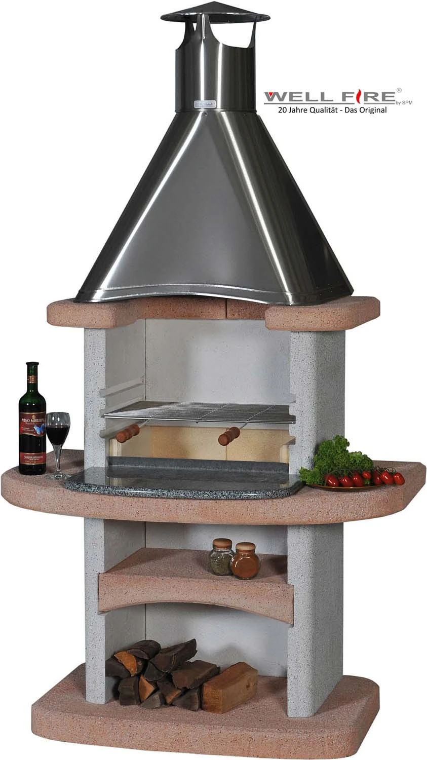 Grillkamin Wellfire ALEGRA Mit Edelstahlhaube 3 Grillkamin Wellfire ALEGRA Mit Edelstahlhaube