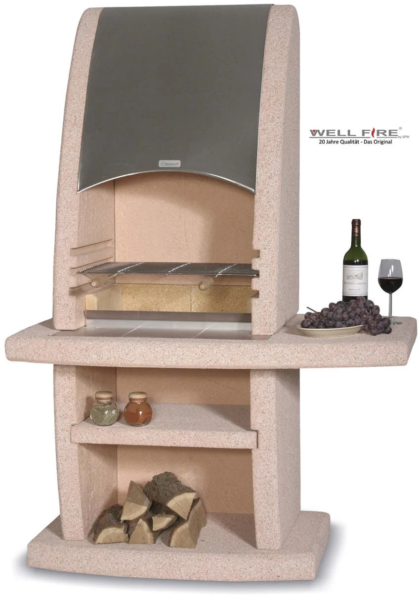 Grillkamin Wellfire INCA Terracotta Mit Edelstahlhaube 3 Grillkamin Wellfire INCA Terracotta Mit Edelstahlhaube