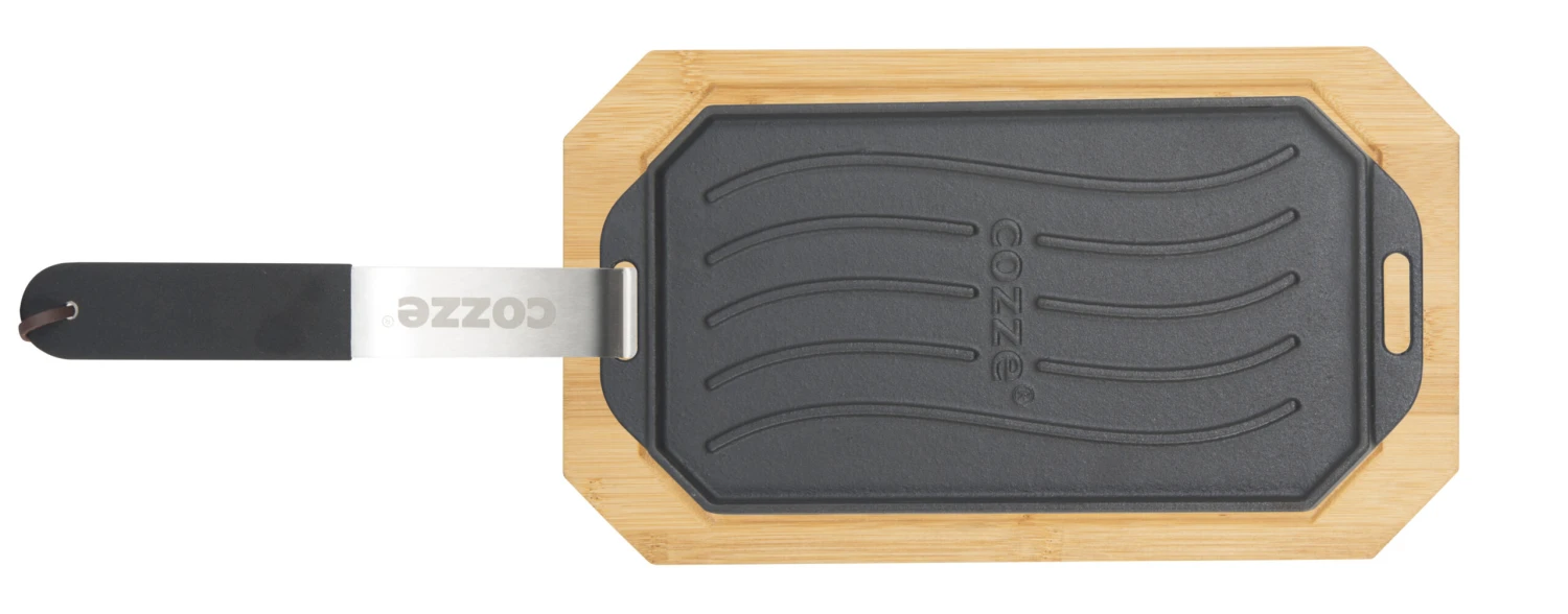 Cozze Gusseisenpfanne Mit Bambus Servierbrett, 16,5x33 Cm 3 Cozze Gusseisenpfanne Mit Bambus Servierbrett, 16,5x33 Cm