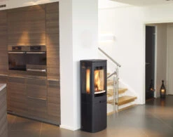 Kaminofen Nordpeis DUO 4 Schwarz, 5 KW -Brun Grill Geschaft nordpeis kaminofen duo4 schwarz ambiente2 0