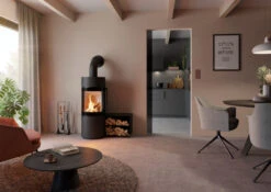 Kaminofen Spartherm PASSO XS, 5,9 KW -Brun Grill Geschaft passo xs mit holzseitenfach rechts