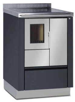 Holzherd Greithwald Tyrola TRA 60, 6 KW -Brun Grill Geschaft tra60 grau emalliert ms antikschwarz